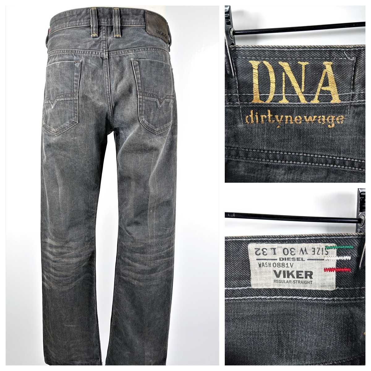 レビューで送料無料 ストレート VIKER DNA ボタンフライ サイズ30 ジーンズ パンツ デニム ディーゼル DIESEL 3125B -  ジーンズ、デニム