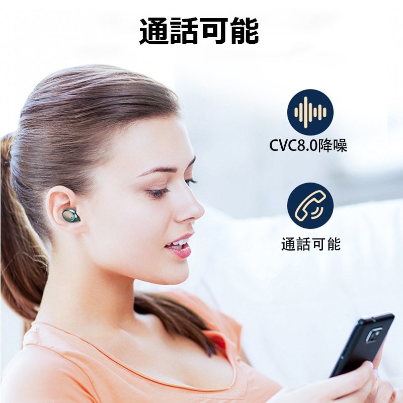 ワイヤレスイヤホン Bluetooth5.2 コンパクト FIPRIN 日本語音声ガイド 高音質 重低音 防水 スポーツ iPhone Android ブルートゥース_画像8