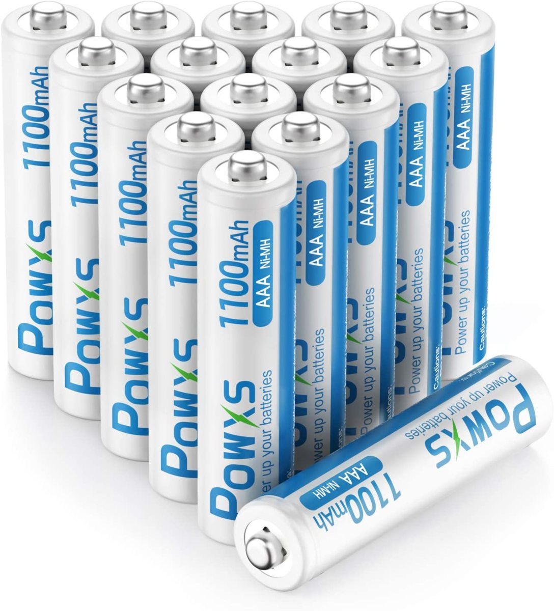 [新品/送料無料] POWXS 単四電池 充電式電池 ニッケル水素電池 高容量1100mAh 約1500回使用可能 ケース4個付き 16本入り 液漏れ防止_画像1