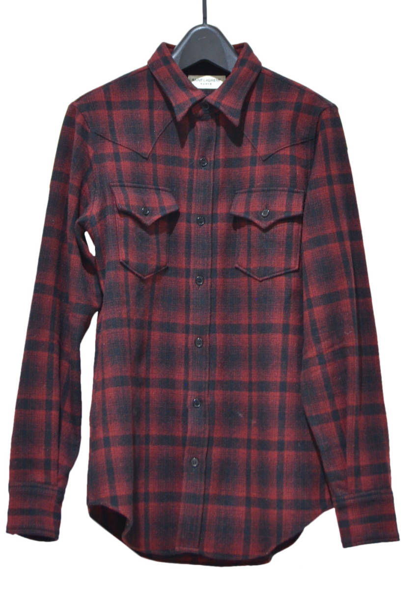 新入荷 SAINT LAURENT PARIS サンローランパリ ウール チェック シャツ S レッド Y-19922X 長袖シャツ 新入荷 SAINT LAURENT PARIS サンローランパリ ウール チェック シャツ S レッド Y-19922X 長袖シャツ