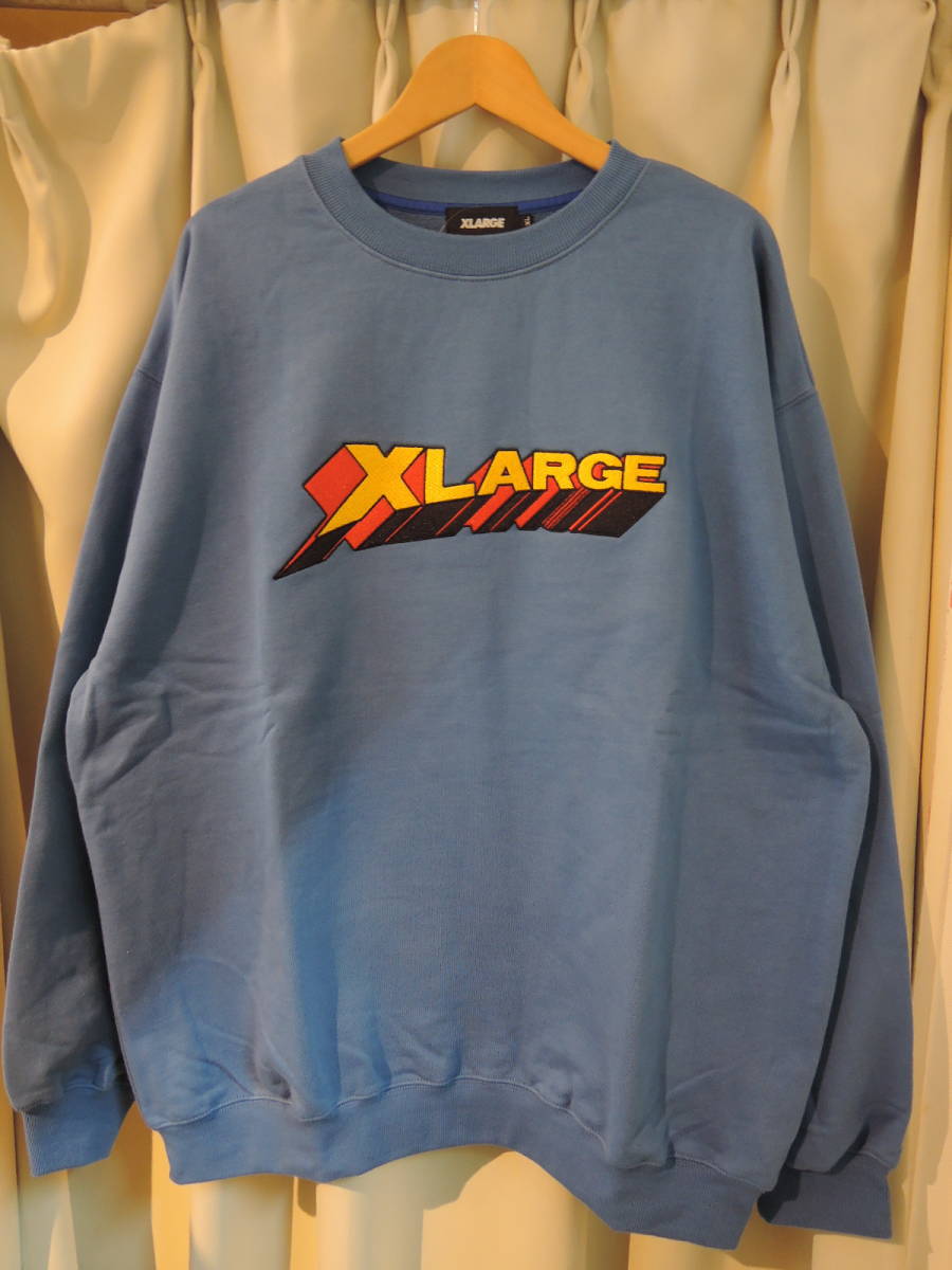 X-LARGE XLARGE XLarge 3D LOGO CREWNECK SWEAT sweat blue XL newest popular commodity repeated price cut!