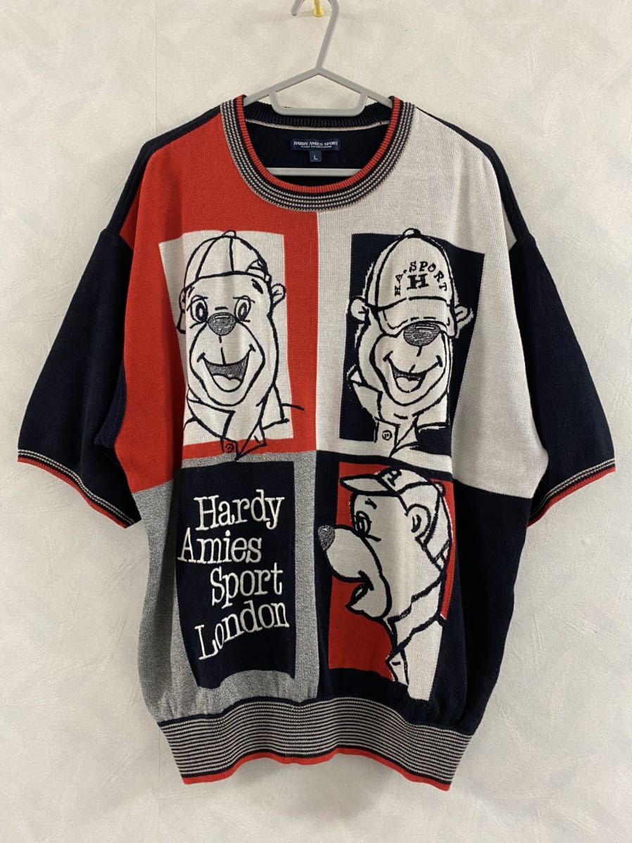 HARDY AMIES SPORT サマーニットセーター サイズL ハーディエイミス 麻混_画像1