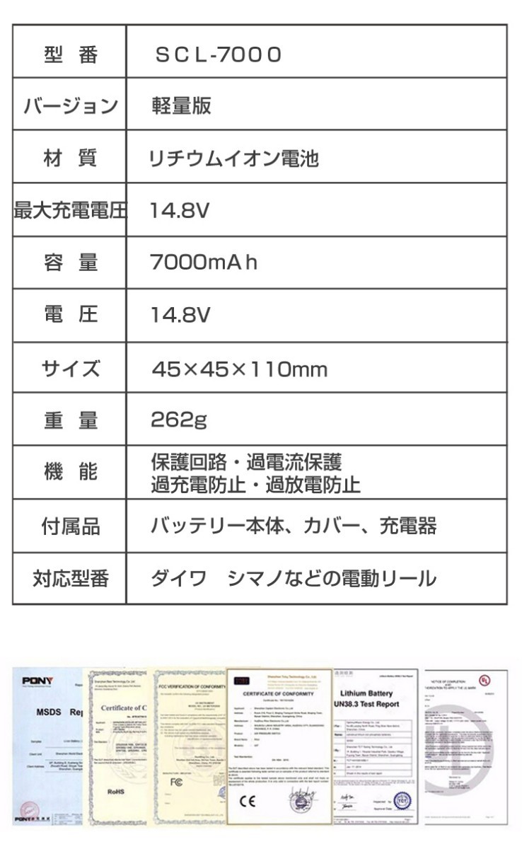 ダイワ シマノ 電動リール用 SCL-7000 スーパーリチウム 互換