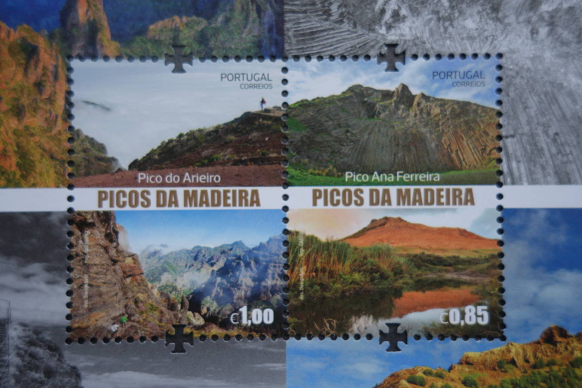 外国切手：マデイラ切手 「山頂」（ピコ・ド・アリエイロとピコ・アナ・フェレイラ）小型シート 未使用の画像2