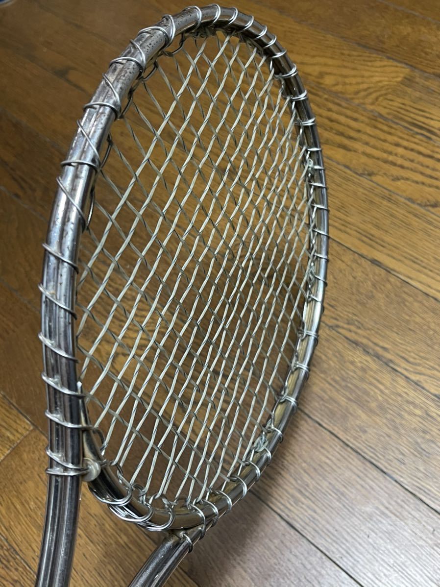 ラコステT-2000原型スチール製テニスラケット銀ウィルソン クロコダイル鰐ワニWilsonクロコわにメタル金属レトロ針金ガット ビンテージ限定 