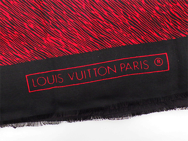 LOUIS VUITTON ルイヴィトン 大判ストール オペラライン 黒/赤系 エピ