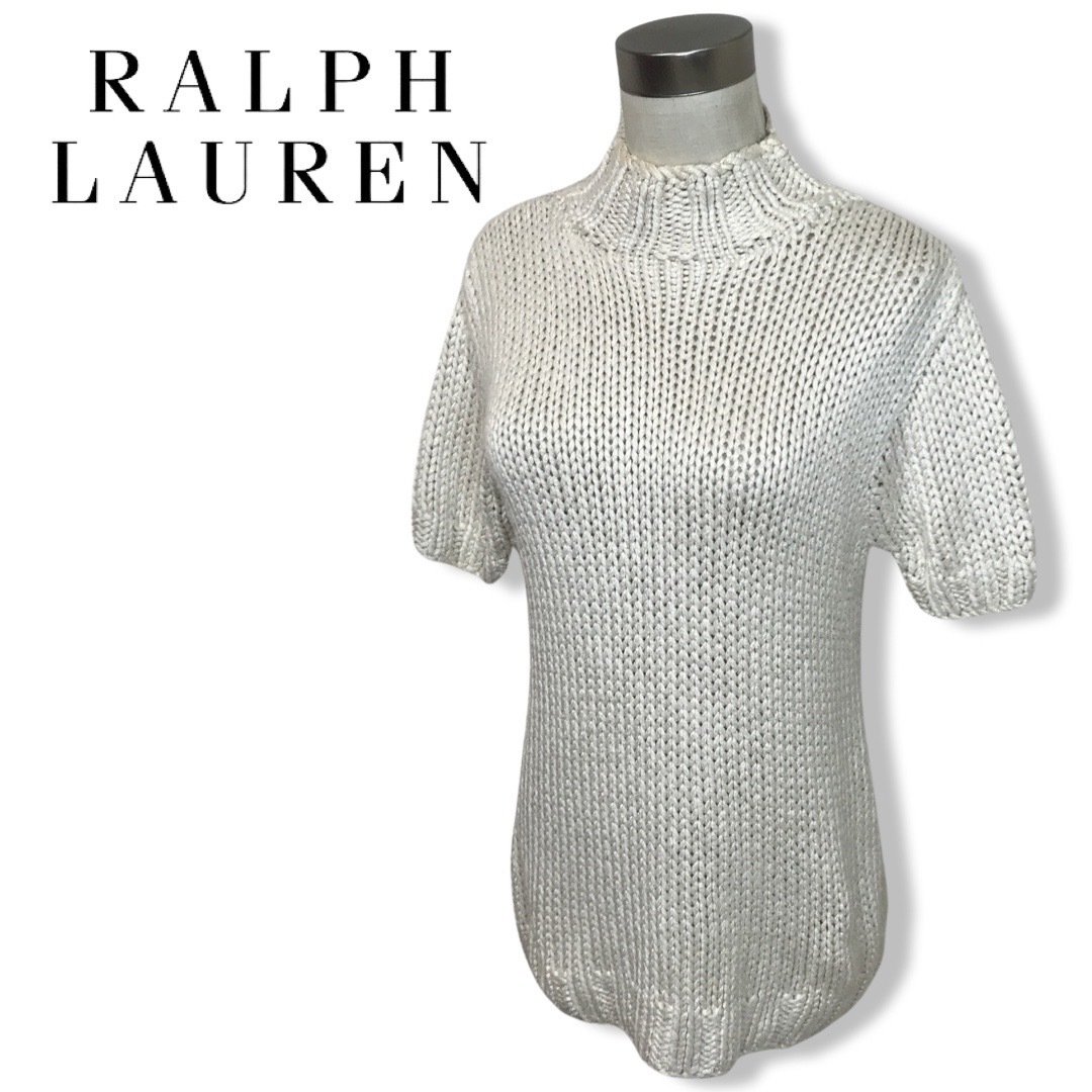 ★Ralph Lauren ラルフローレン★シルク 100% 半袖 ニット セーター 白 ホワイト size M 管:B:12