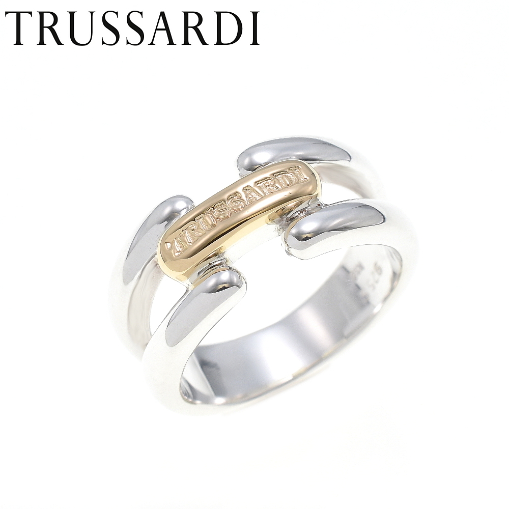 新品仕上げ済み TRUSSARDI トラサルディ K18/SV925 リング 指輪 イエローゴールド×シルバー