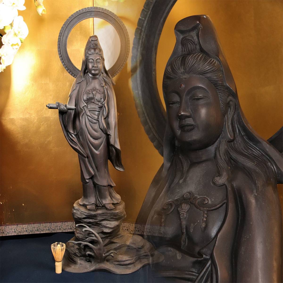 最も優遇の BY11 仏教美術 銅製 観音菩薩立像 東洋彫刻 特大102