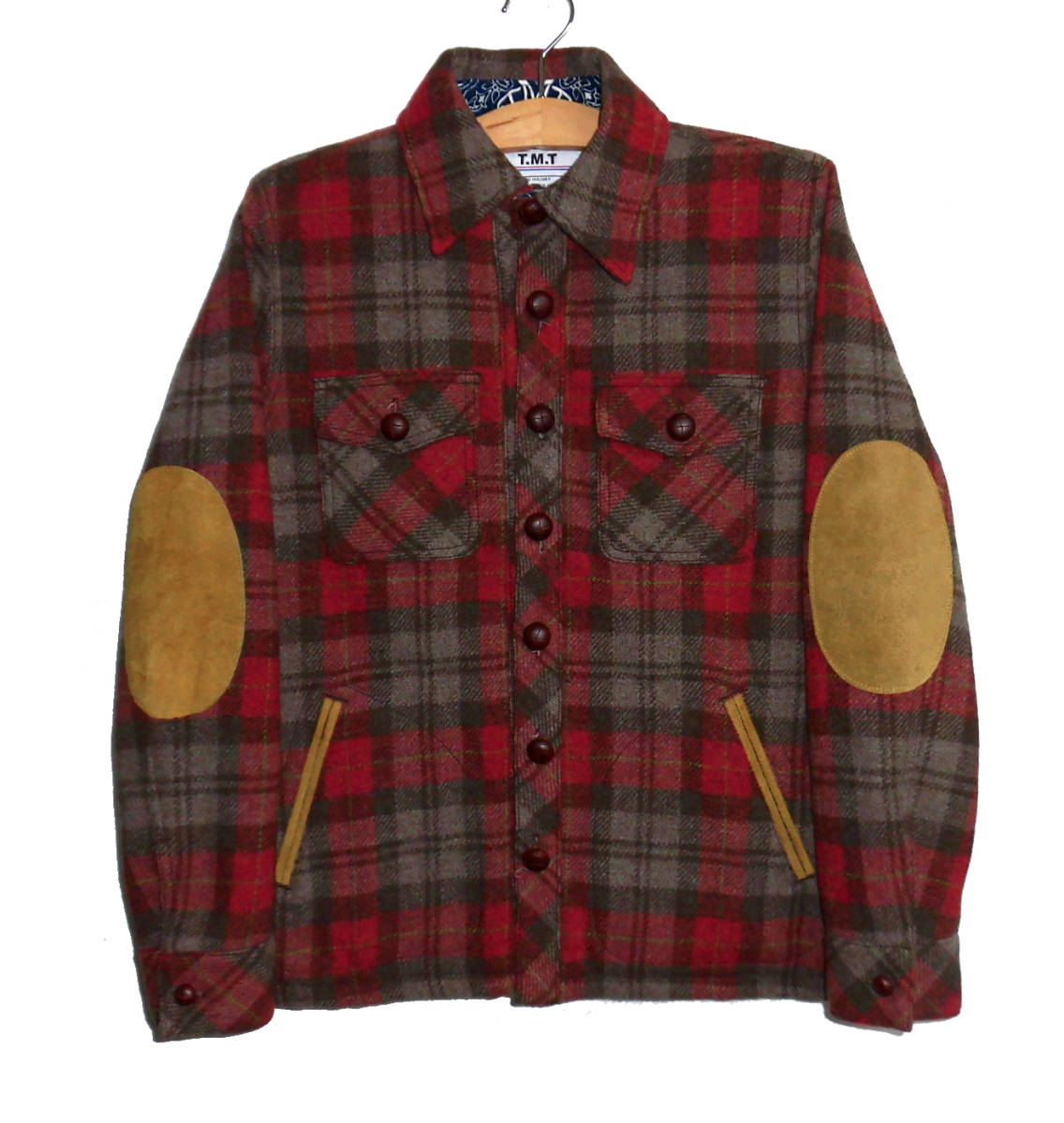 □定価6万◇美品 TMT C.P.O WOOLCHECK COAT レザー エルボーパッチ CPO