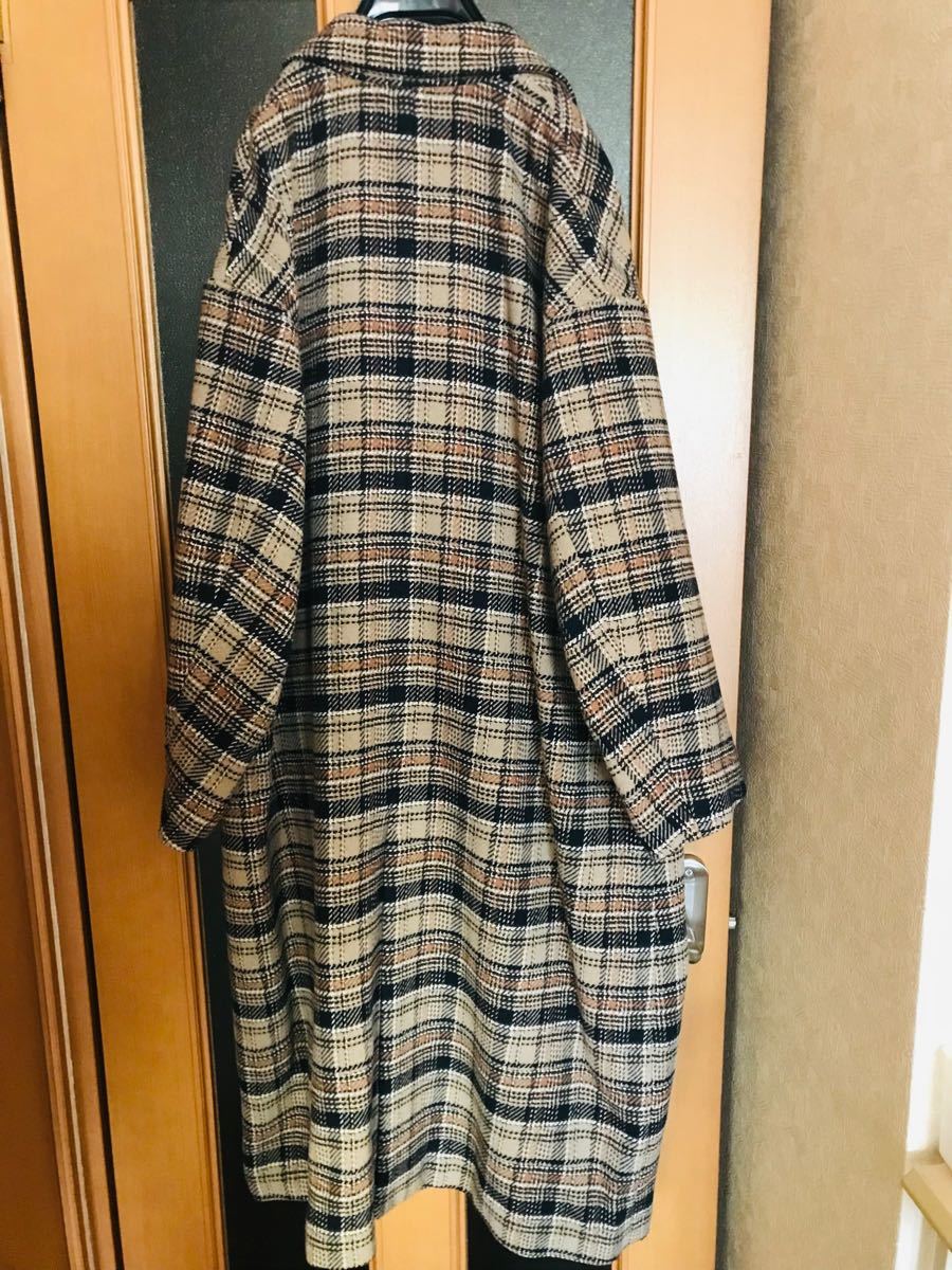 【美品】HARE ダブルチェスター BIGコート チェック柄