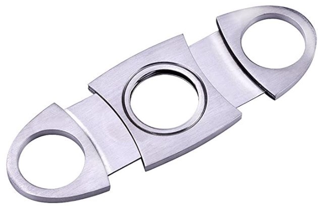  special price!! cigar tool stainless steel steel cigar cutter leaf volume double blade giro chin silver 