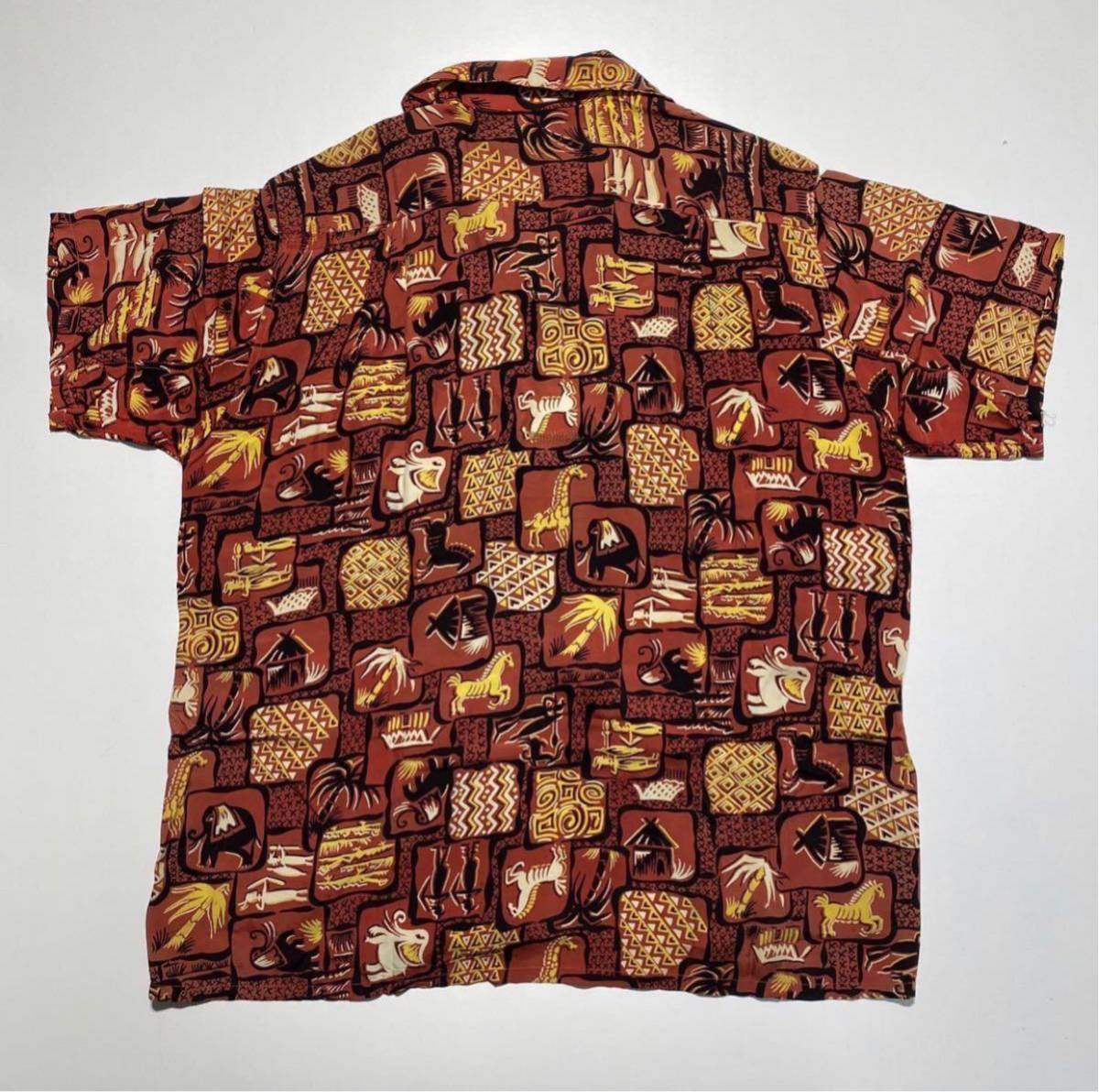 【M】40s Vintage PENNY'S TOPFLIGHT Hawaiian shirts 40年代 ヴィンテージ ペニーズ トップフライト ハワイアンシャツ アロハシャツY792_画像2