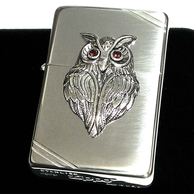 ZIPPO ライター 純銀 スターリングシルバー ラッキーチャーム フクロウ