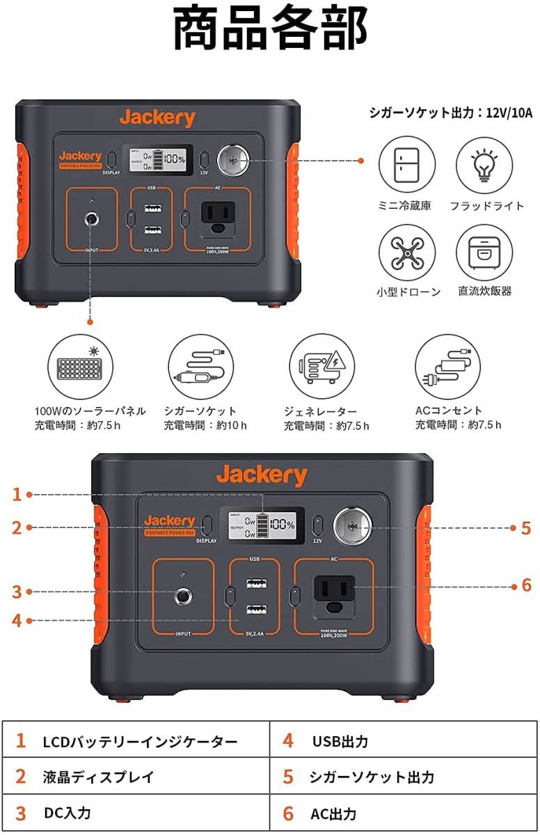 超使えます アウトドア ソロキャンプ ポータブル電源 400 大容量