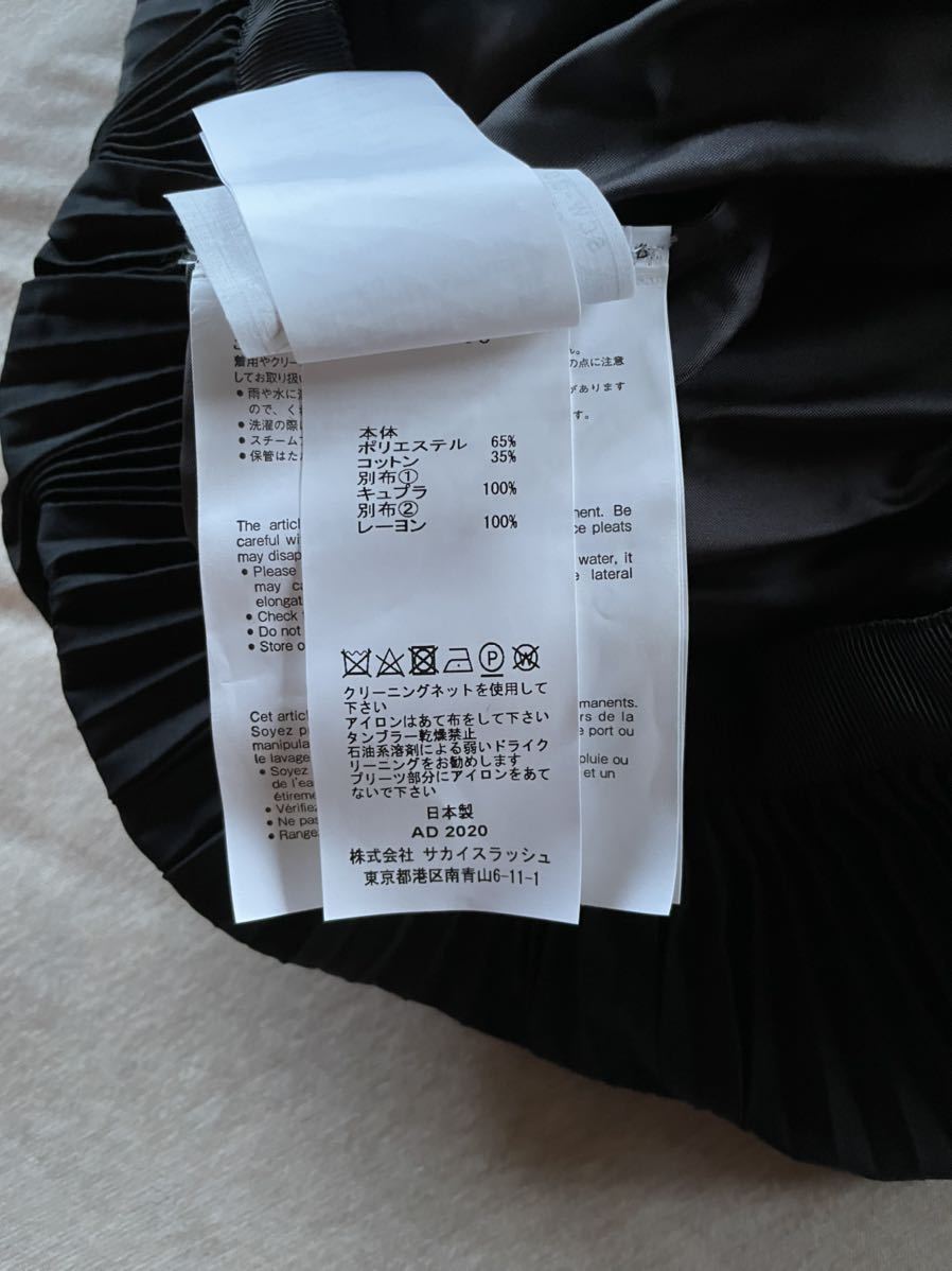 黒3新品 sacai レディース プリーツスカート ペチコート 付き20SS