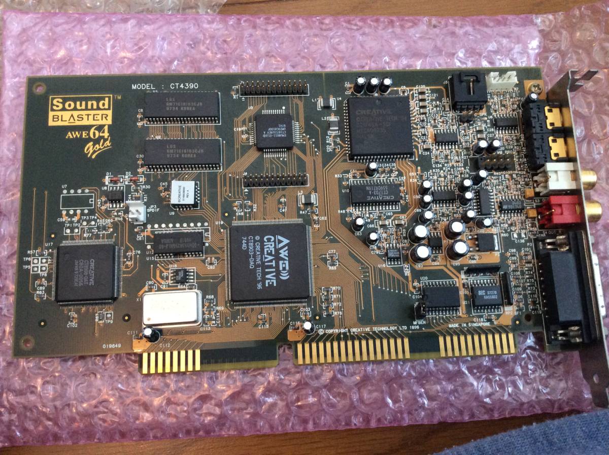 正常動作確認済 ISAバス サウンドカード Creative Sound Blaster AWE64 Gold CT4390 S/P DIFブラケット付き as03 レトロPC Windows98_画像1