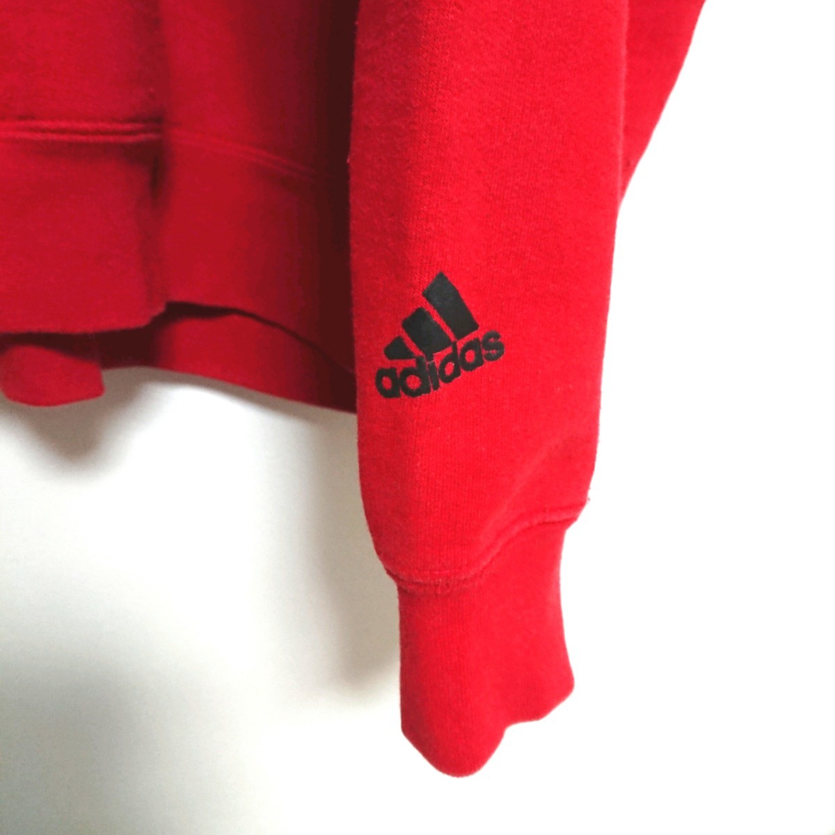 90s adidas アディダス made in Canada カナダ製 ビッグサイズ  刺繍デカロゴ赤色 パーカー フーディー 