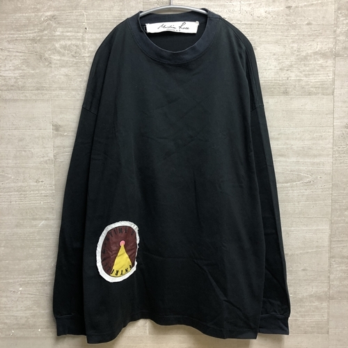 MARTINE ROSE　マーティンローズ　BE PRINTED PATCH LONG SLEEVE TEE ロングスリーブTシャツ　L　ブラック　【中目黒ｂ12