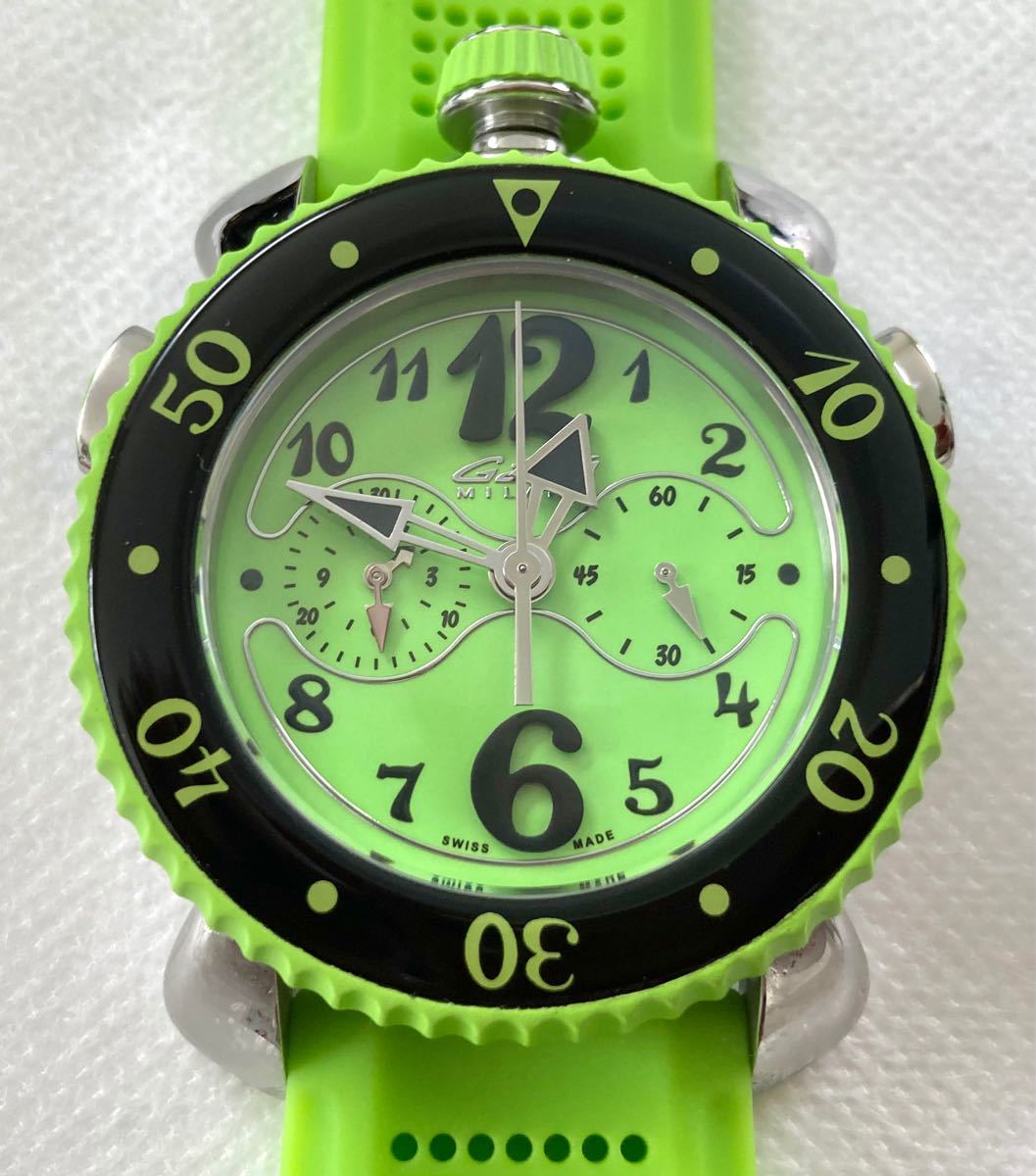 最高品質の ガガ ミラノ 腕時計 マヌアーレ シン リザード レザー グリーン 緑