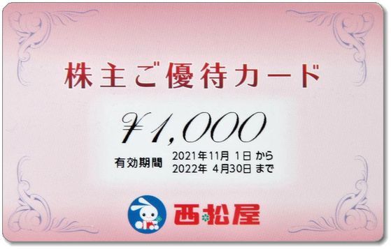 ◆西松屋 株主優待【1000円券】_画像1