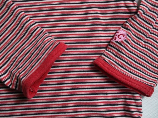 BD397[TOUS LES CALECONS* tool kyaruson] окантовка стрейч Logo вышивка футболка с длинным рукавом женщина . красный * чёрный 120