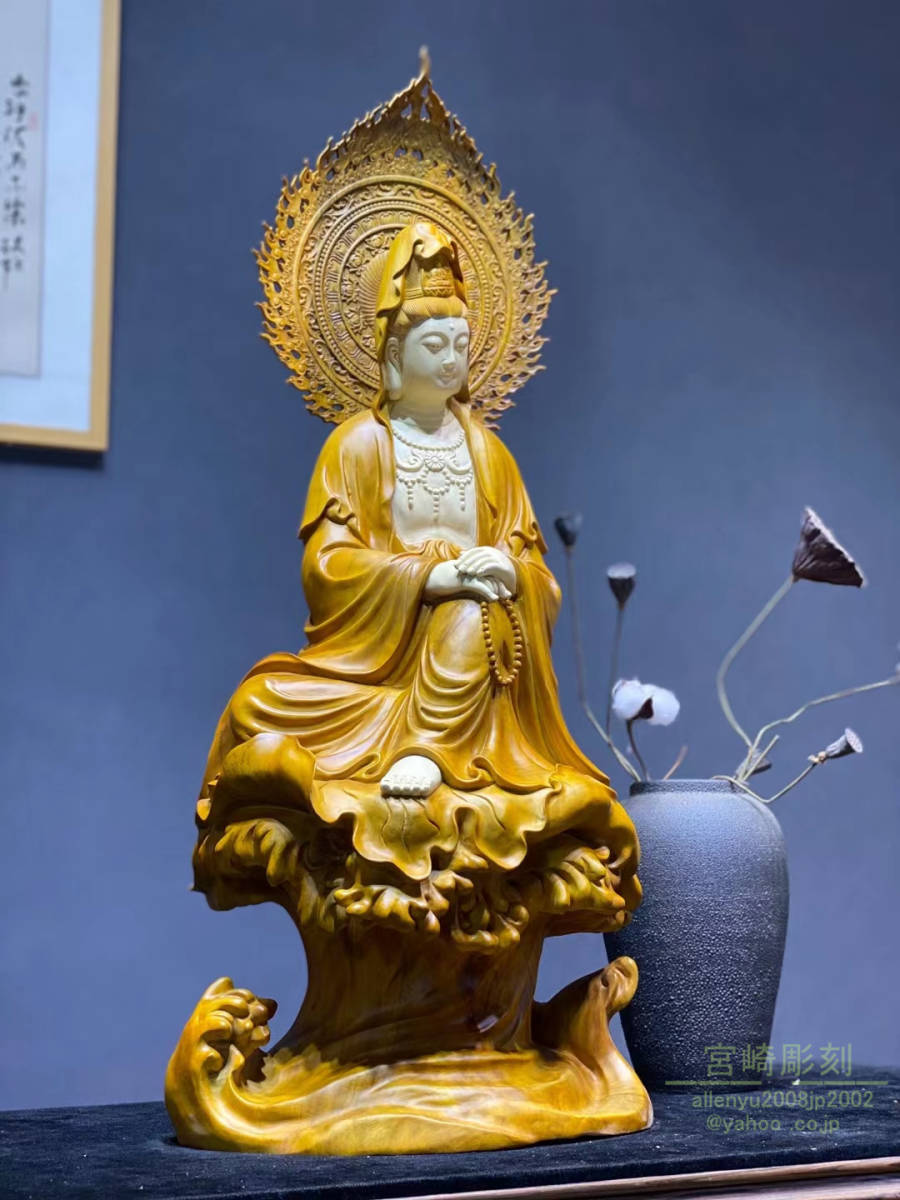 香樟材 特大型高166cm 勢至菩薩像 細工彫刻 仏師で仕上げ品 仏教工芸品