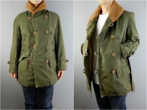 SPECIAL French Army Canadian Mouton Jacket 1930-1940s Size80L Vintage специальный Vintage Франция армия Canadian мутон 