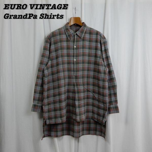 EURO Vintage Grandpa shirts 1960s 1970s ユーロワークシャツ グランパシャツ 1960年代 1970年代 ヴィンテージ フランス