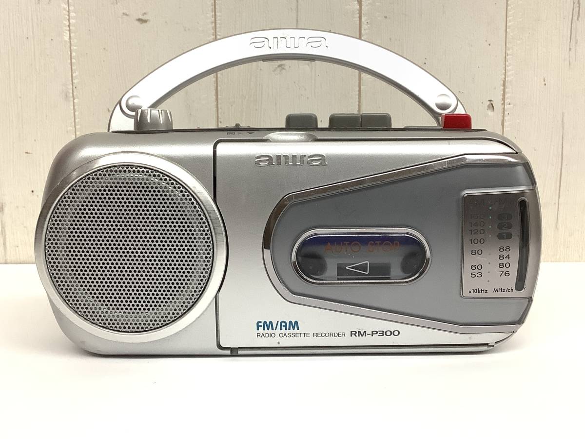 昭和レトロ 当時物「アイワ aiwa AM FM ラジオ カセット レコーダー RM-P300 動作品 RADIO CASSETTE RECORDER」カセット ラジカセ　_画像1