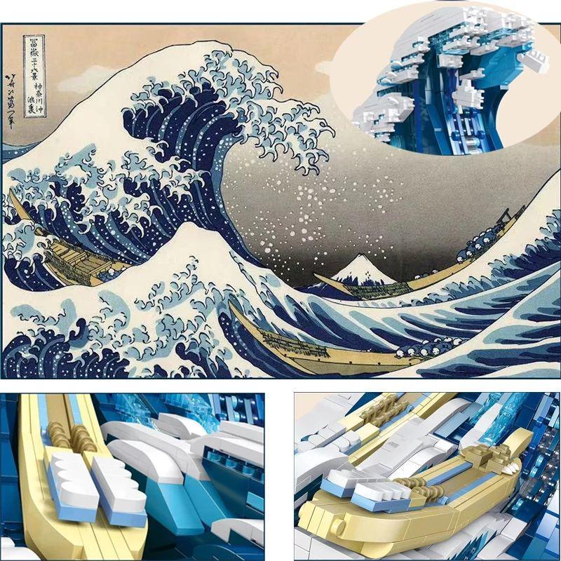 葛飾北斎 冨嶽三十六景 神奈川沖浪裏 互換 レゴナノブロック 誕生日プレゼント 匿名配送 インテリア 工作 夏休み お盆 七夕 1