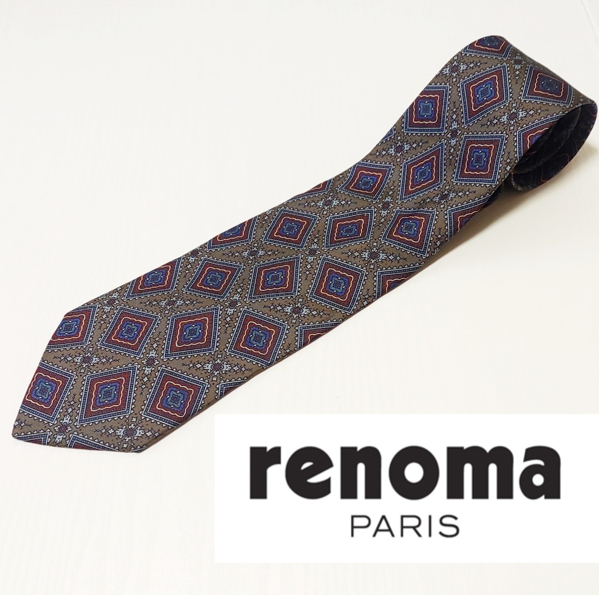 美品 レノマ renoma ネクタイ 総柄 光沢 高級シルク ビジネス|PayPay