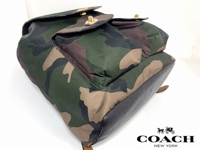  as good as new * free shipping * Coach COACH camouflage -ju print nylon backpack rucksack * shortage of stock model 