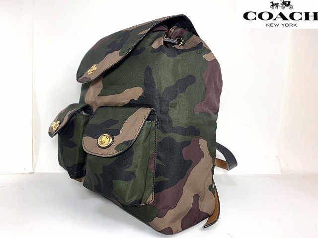  as good as new * free shipping * Coach COACH camouflage -ju print nylon backpack rucksack * shortage of stock model 