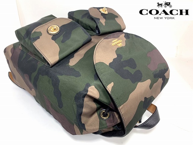  as good as new * free shipping * Coach COACH camouflage -ju print nylon backpack rucksack * shortage of stock model 