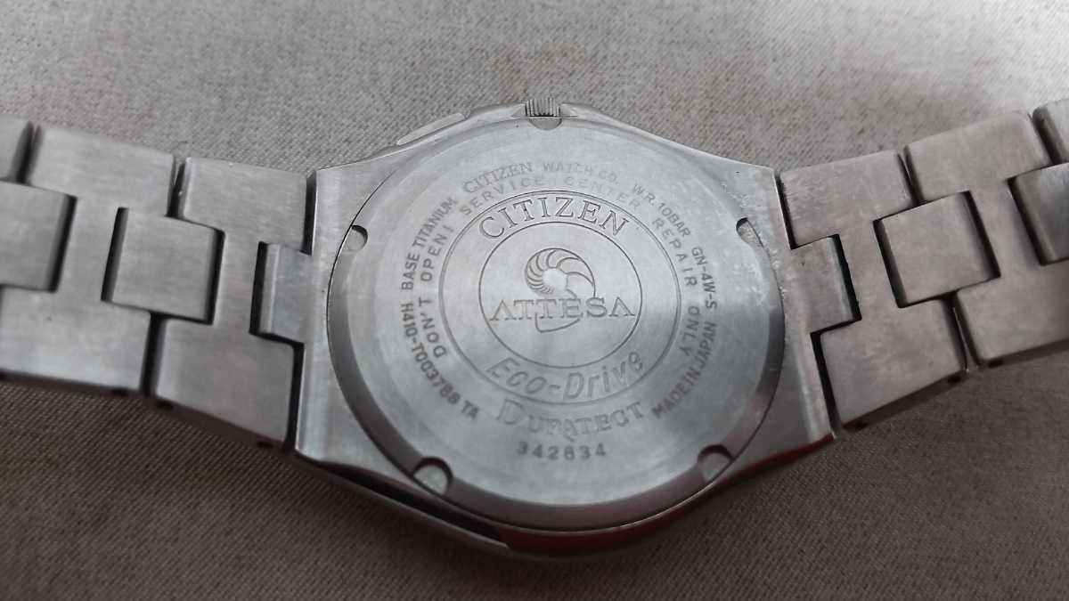 い019 CITIZEN Eco Drive ATTESA GN-4W-S メンズ 腕時計 簡易清掃OK 電池切れ 動作未確認 不動 現状品 JUNK_画像7