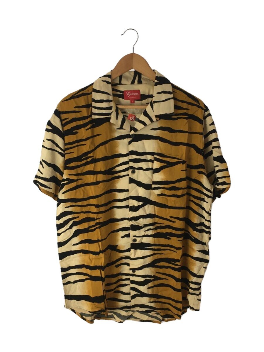 Supreme◇半袖シャツ/L/レーヨン/YLW/18SS/Tiger Stripe Rayon Shirt 