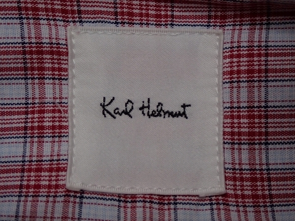 Karl Helmut check pattern shirt *M^ Karl hell m/ Pink House handling ./22*1*1-23