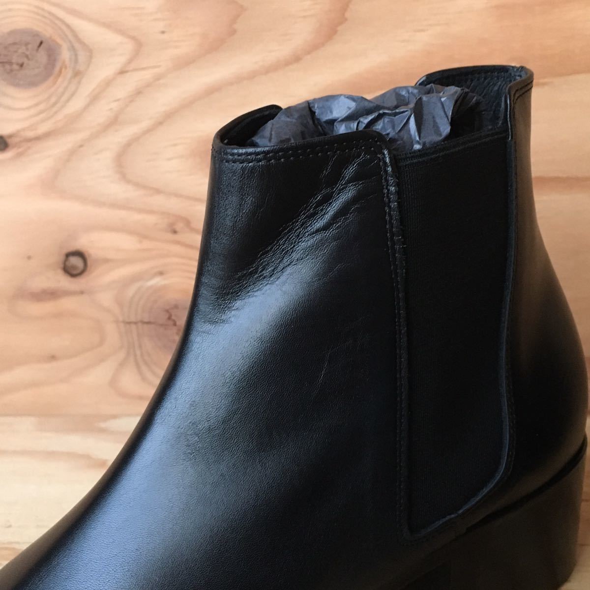 LAD MUSICIAN men's heel kip leather shoes black kau leather side-gore Side Gore Heel Boots short boots Lad Musician 