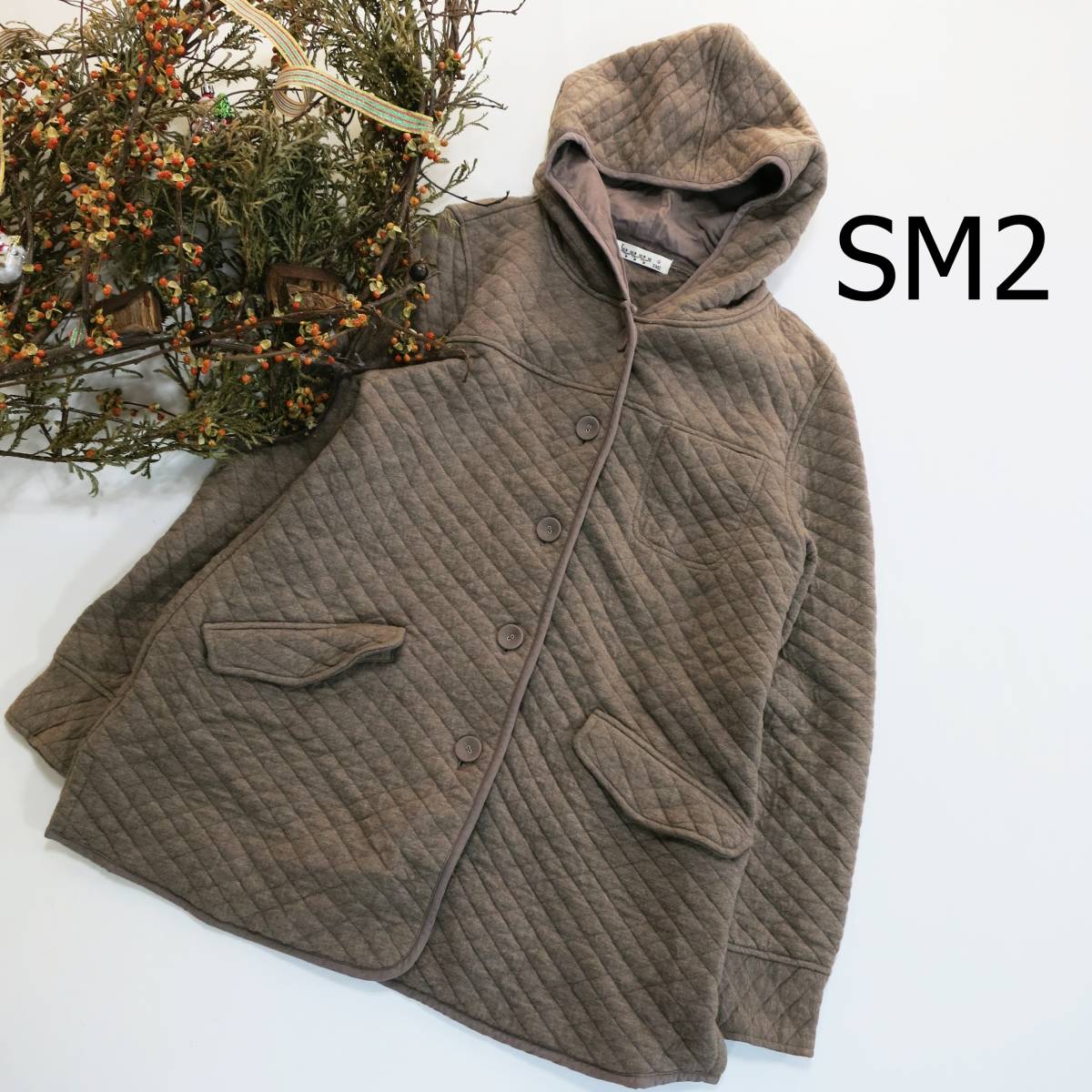 サマンサモスモス sm2 チェックキルトコート Mサイズ 茶色 長袖 - アウター