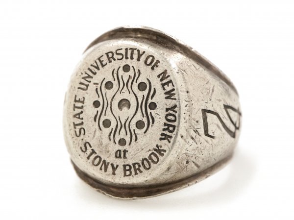 1974 year BALFOUR Vintage silver made New York .. university old Logo heavy college ring STATE UNIV. OF NEW YORK Ogawa . stone ring 