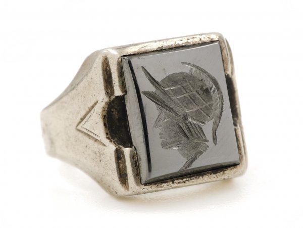 50s Vintage CLARK RING серебряный производства квадратное hema тугой Rome рыцарь солдат inter rio кольцо скульптура камея американский производства кольцо 