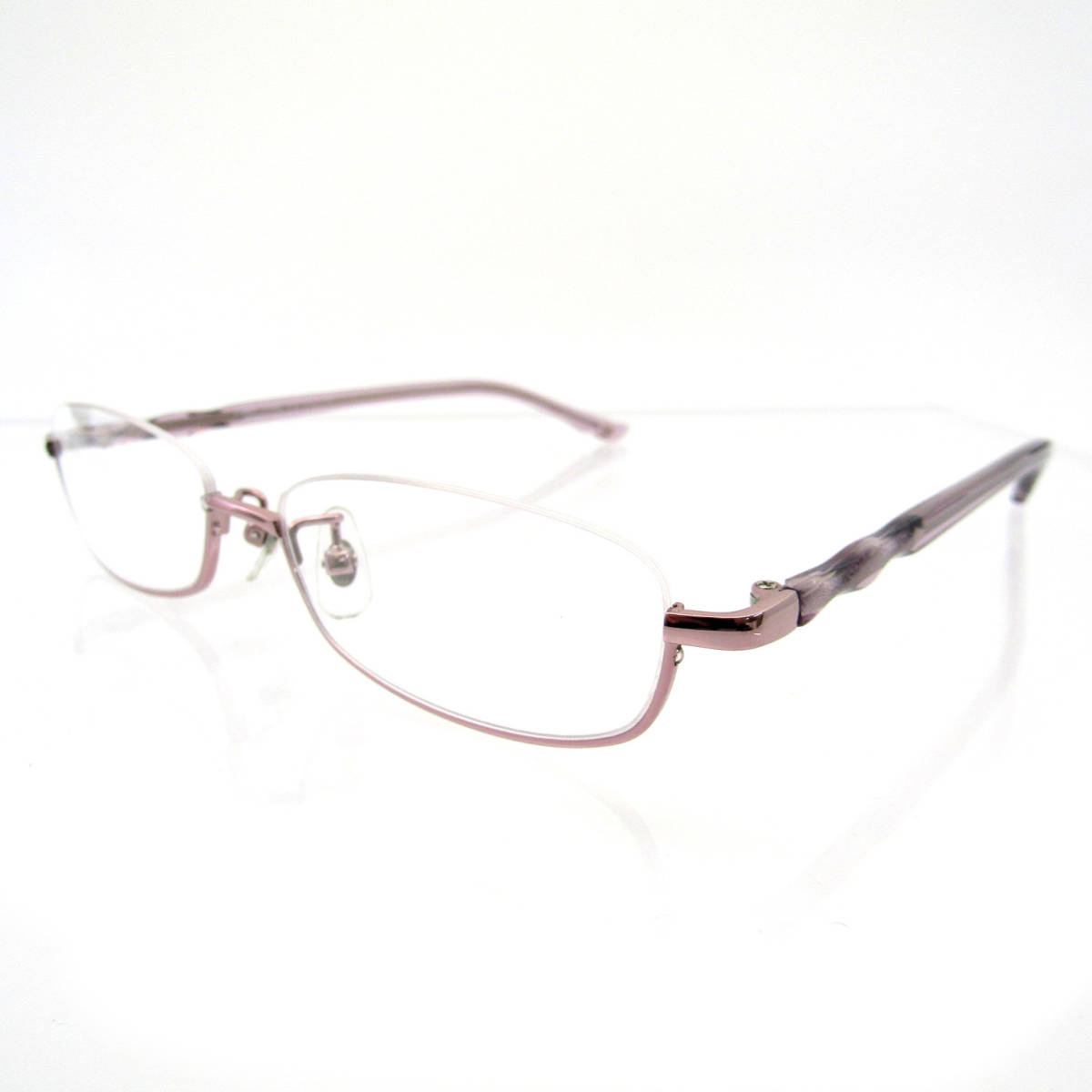 【送料無料】 老眼鏡 +3.25 リーディンググラス アンダーリム 眼鏡 おしゃれ めがね 逆 ナイロール オーバル タイプ ピンク_画像2