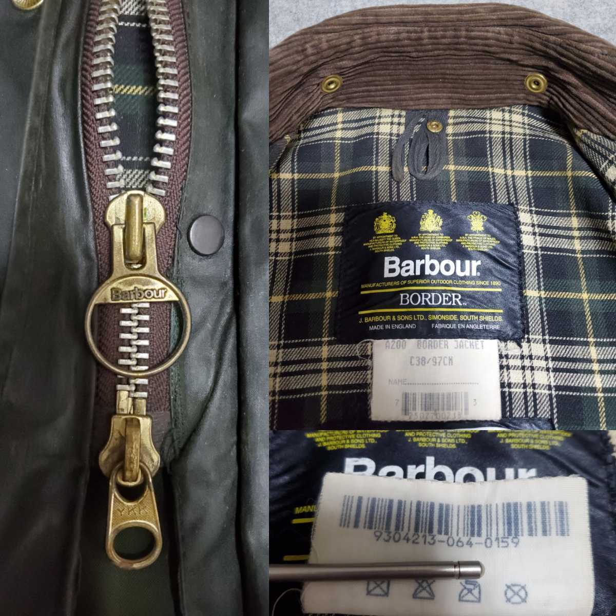 希少 90s 美品 38 バブアー ボーダー セージ Barbour border
