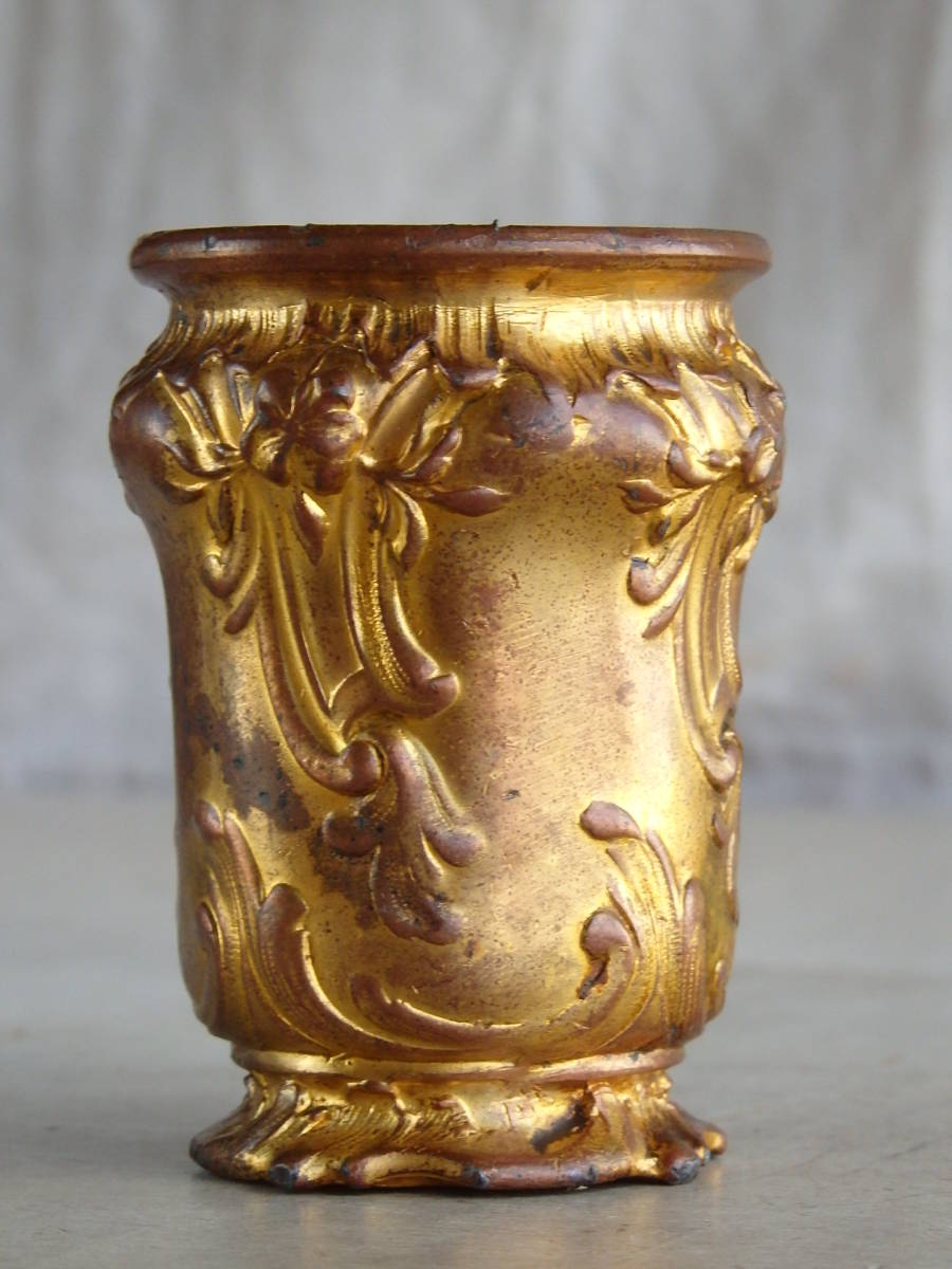 フランスアンティーク ジャルディニエール 金メッキ 1850年 ポット ゴールドプレート フラワーベース　花瓶 蚤の市　ブロカント　花器