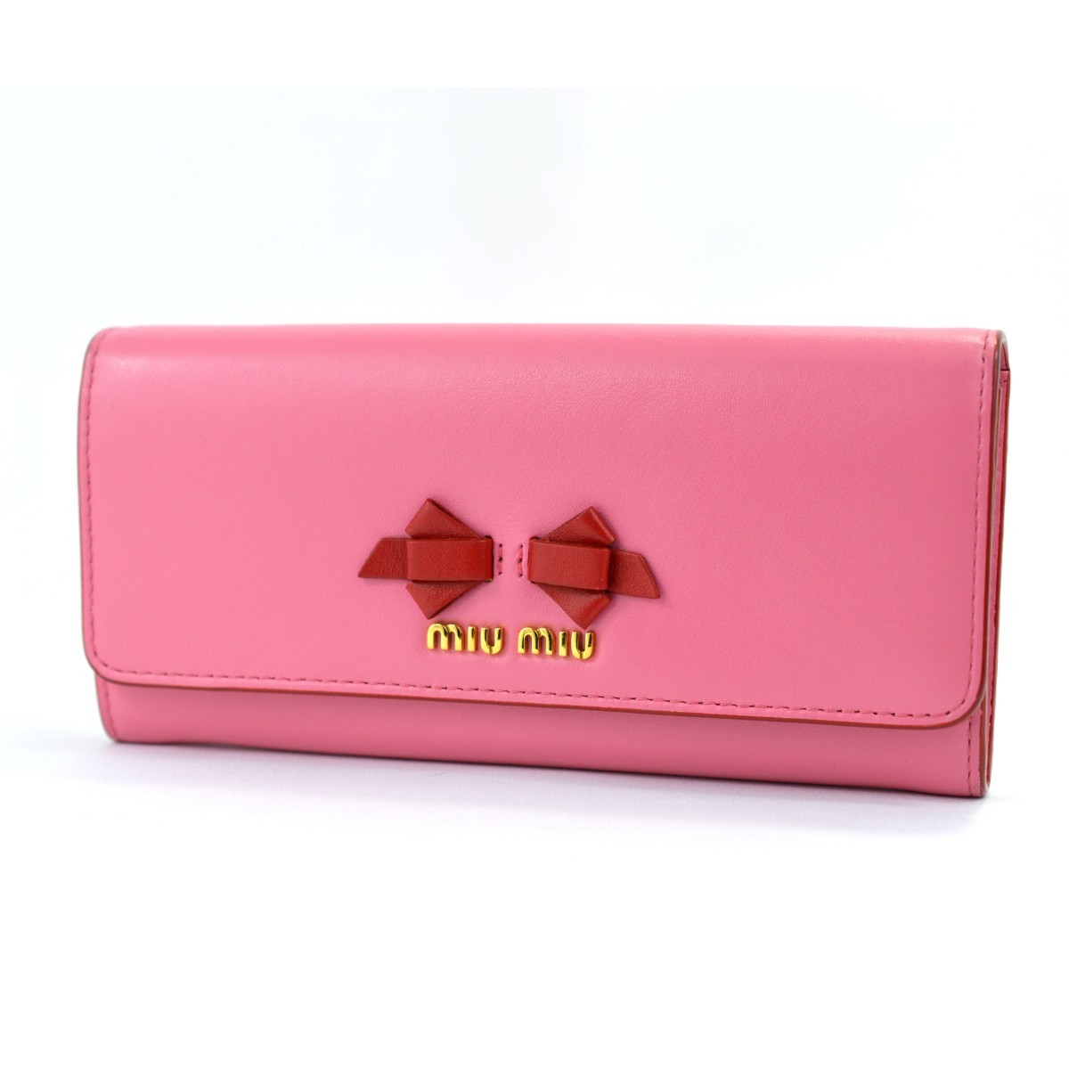 ゴールド】 ミュウミュウ miumiu 二つ折り長財布小銭入れ付き 5m1109