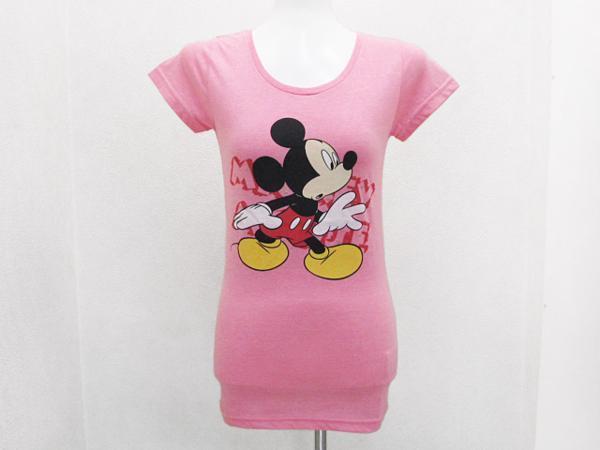 TTU スタッズ ミッキー半袖Tシャツ 桃色ピンク レディースM / ディズニー女性Teeの画像1