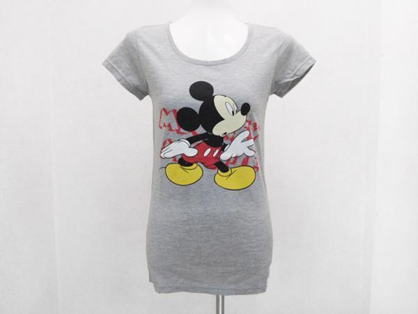 TTU заклепки Mickey короткий рукав футболка серый серый женский M / Disney женщина Tee