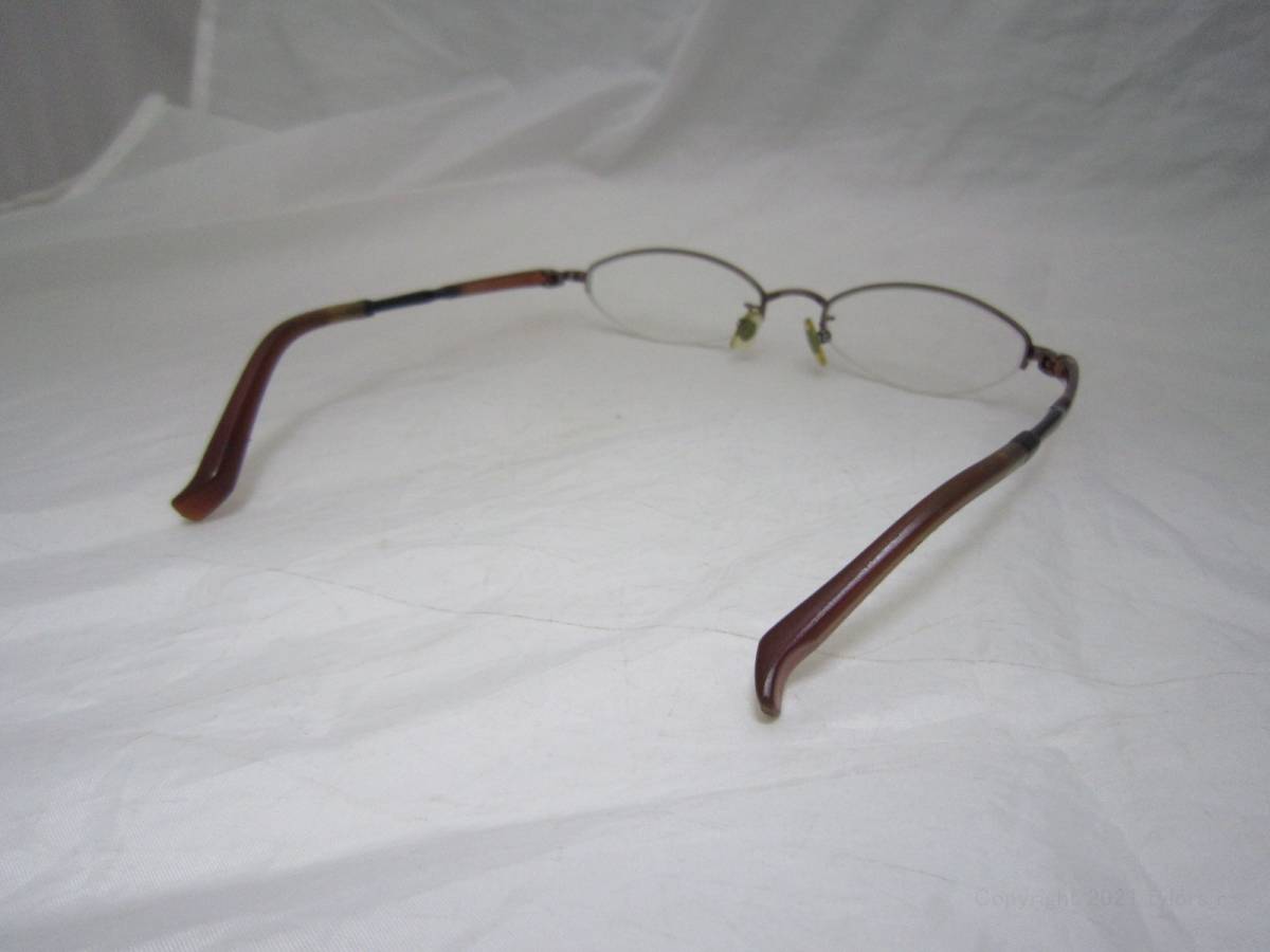 メガネ 眼鏡 メガネフレーム ハーフリム ブラウン 53口18-140 独立型鼻パッド 楕円形 眼鏡 [htz_画像3