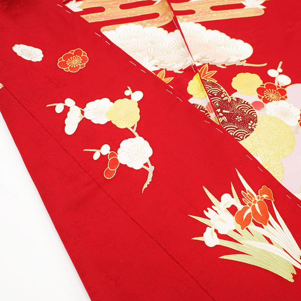  long-sleeved kimono simplified kimono special selection Kyoto . guarantee .. beautiful ... gold piece embroidery gold paint processing red pine . flowers of four seasons classic pattern temporary . feather formal new goods ....sbs10618